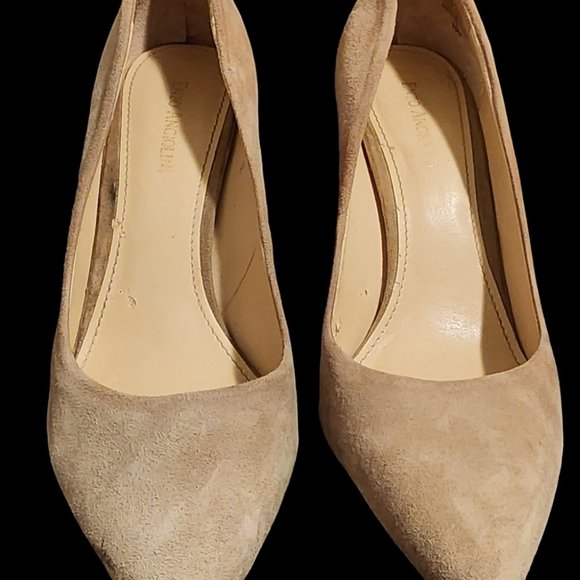 Enzo Angiolini Beige Suede Lace Pointy Pumps, Size 10M - Picture 1 of 7
